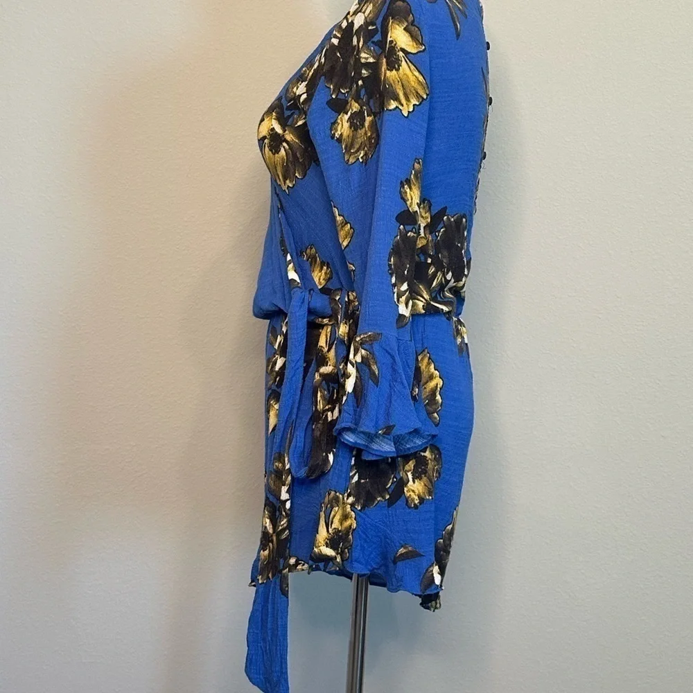 Free People Blue Floral Jumpsuit